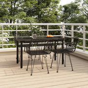Set da Pranzo da Giardino 5 pz Nero in Polyrattan cod mxl 35574