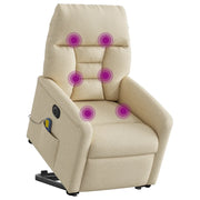 vidaXL Poltrona Alzapersona Massaggiante Elettrica Crema in Tessuto