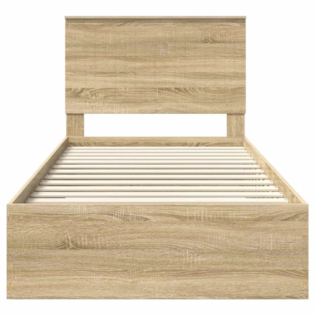 Struttura del letto con testiera Rovere Sonoma 100 x 200 cm