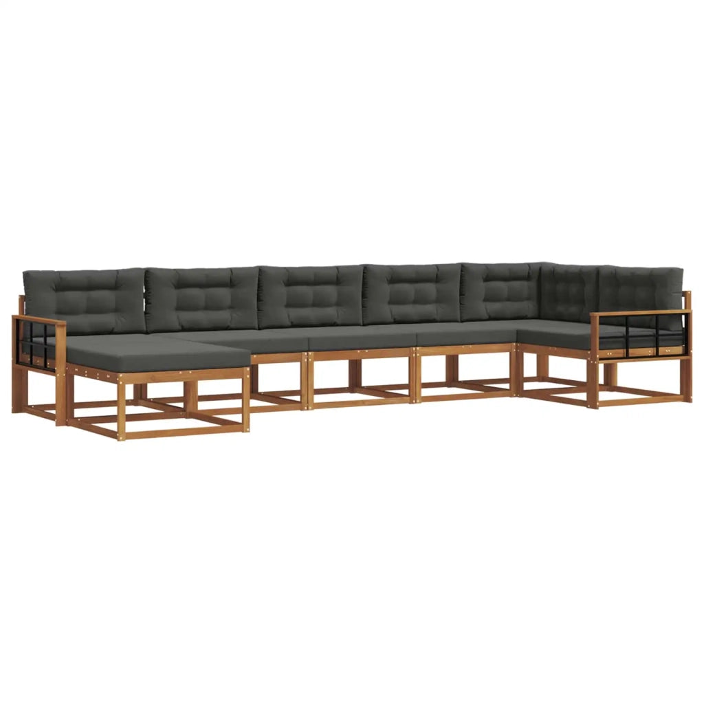 Set di divani da esterno con cuscino 7 pcs Naturale e Antracite