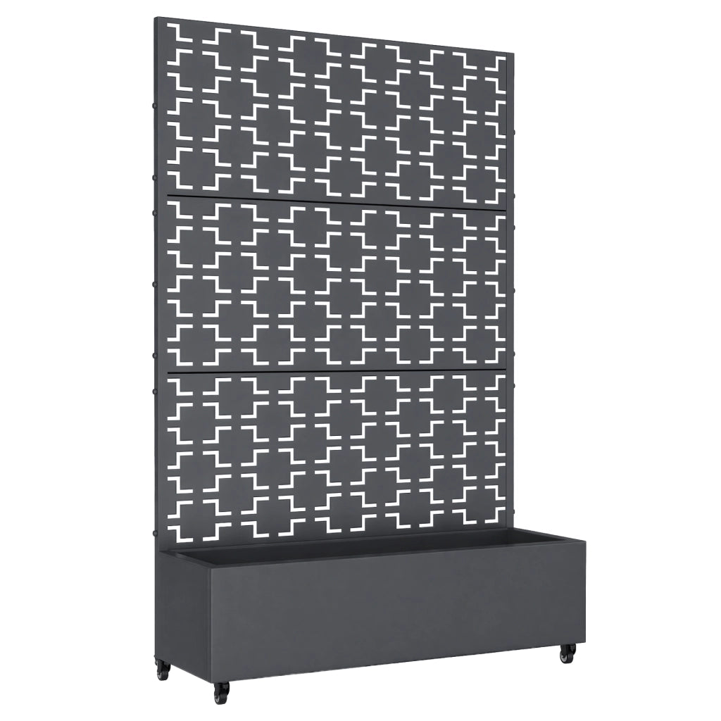 Fioriera con Spalliera Aaskis a Rotelle in Acciaio 190 x 120 x 38 cm - Grigio Antracite casa.pro