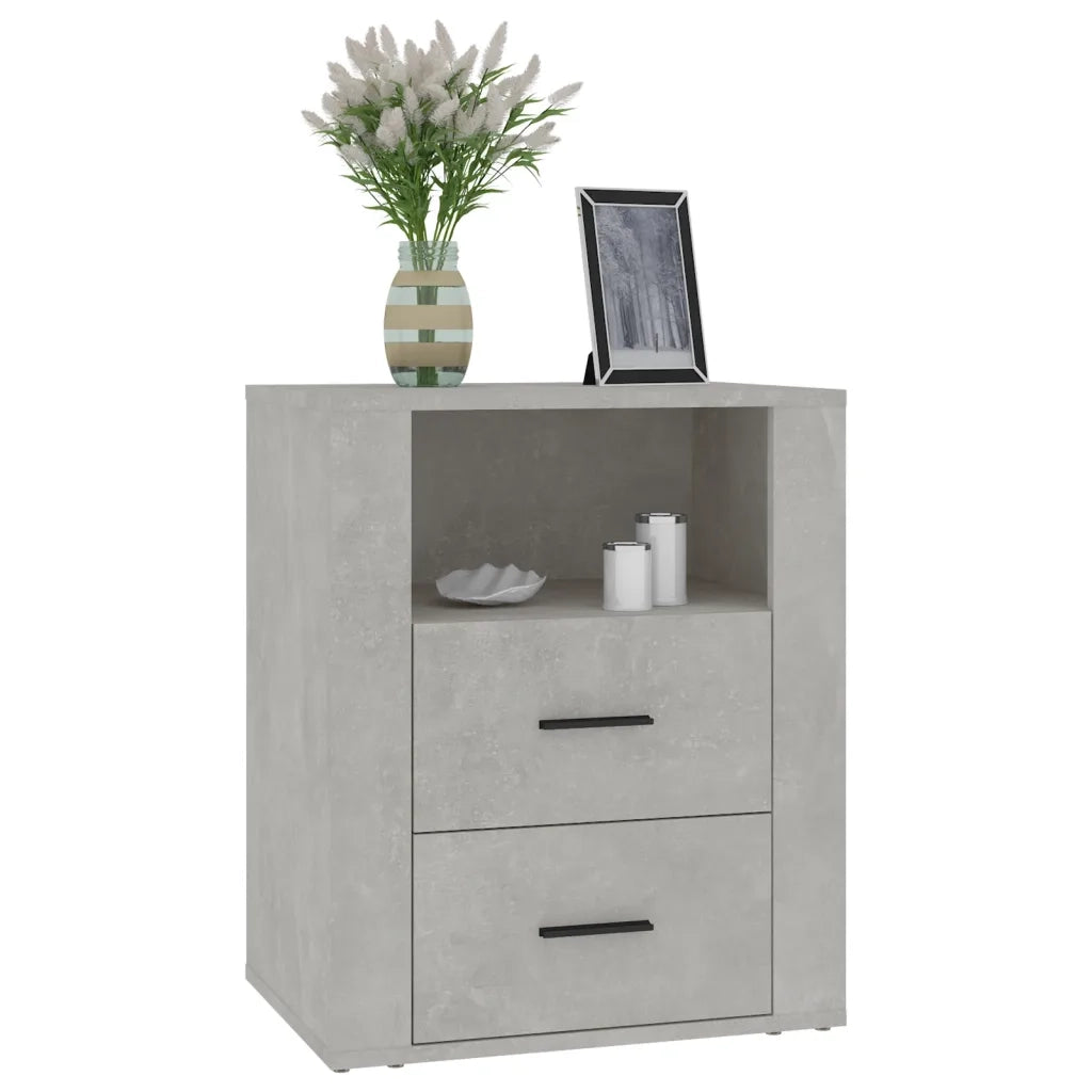 Comodino Grigio Cemento 50x36x60 cm in Legno Multistrato 816732