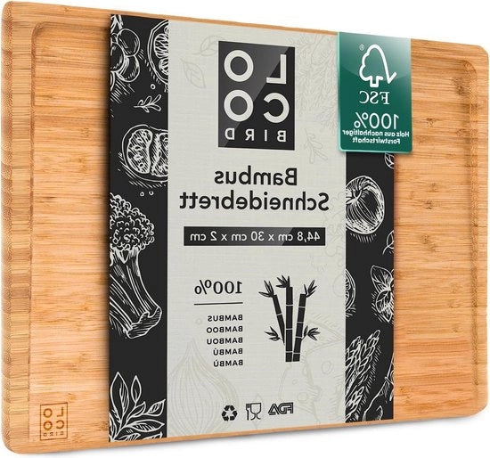 Piastra di taglio in bambù massivo con canale di succo - Piastra di taglio in legno grande 448x30x2 cm - Piastra di taglio antibatterica per la cucina