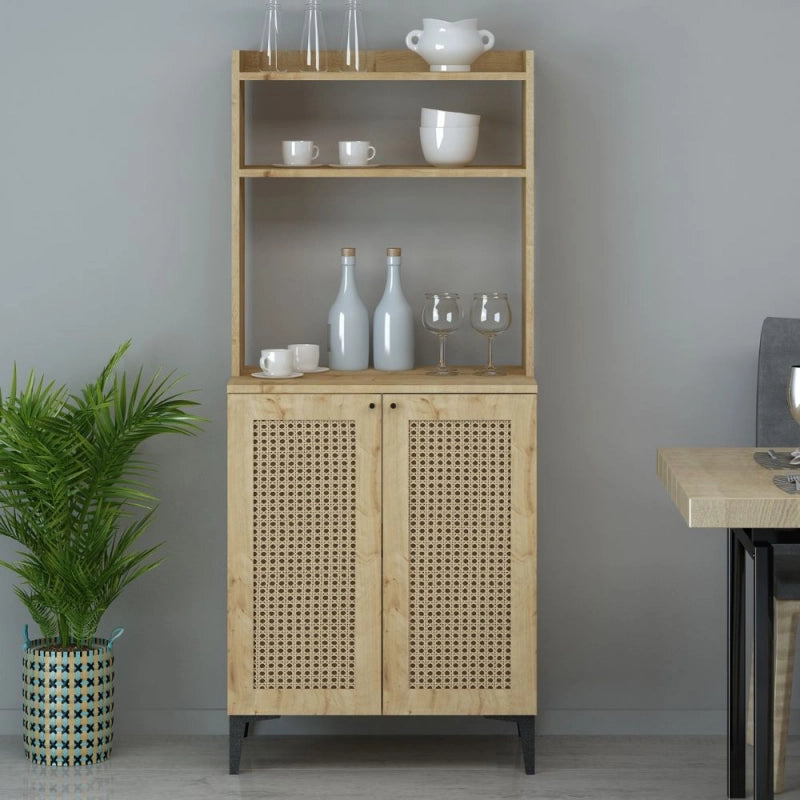 Credenza alta Zanne 2 ante e vani a giorno rovere
