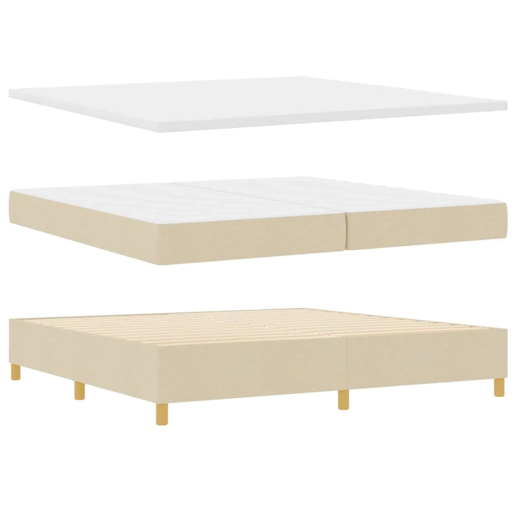 Letto a molle con materasso Crema 200 x 200 cm Tessuto 3341796