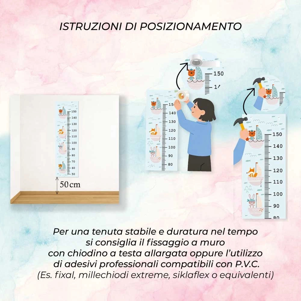 Metro Parete Misura Crescita Bambini in PVC 36x120 Cm Righello Grafico Altezza Muro Bimbi DIS_G