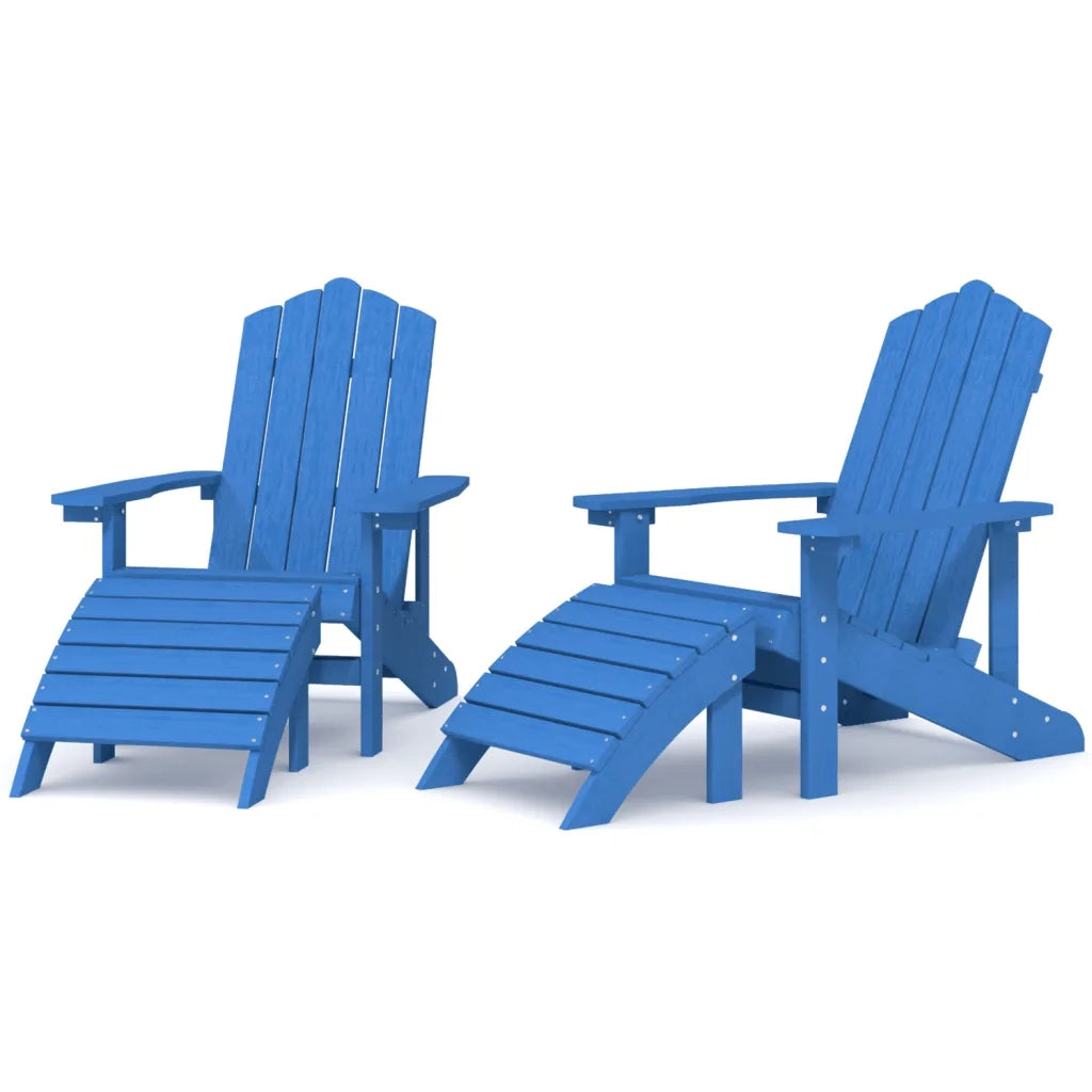 Sedie Giardino Adirondack 2 pz con Poggiapiedi HDPE Blu Acqua cod mxl 6754