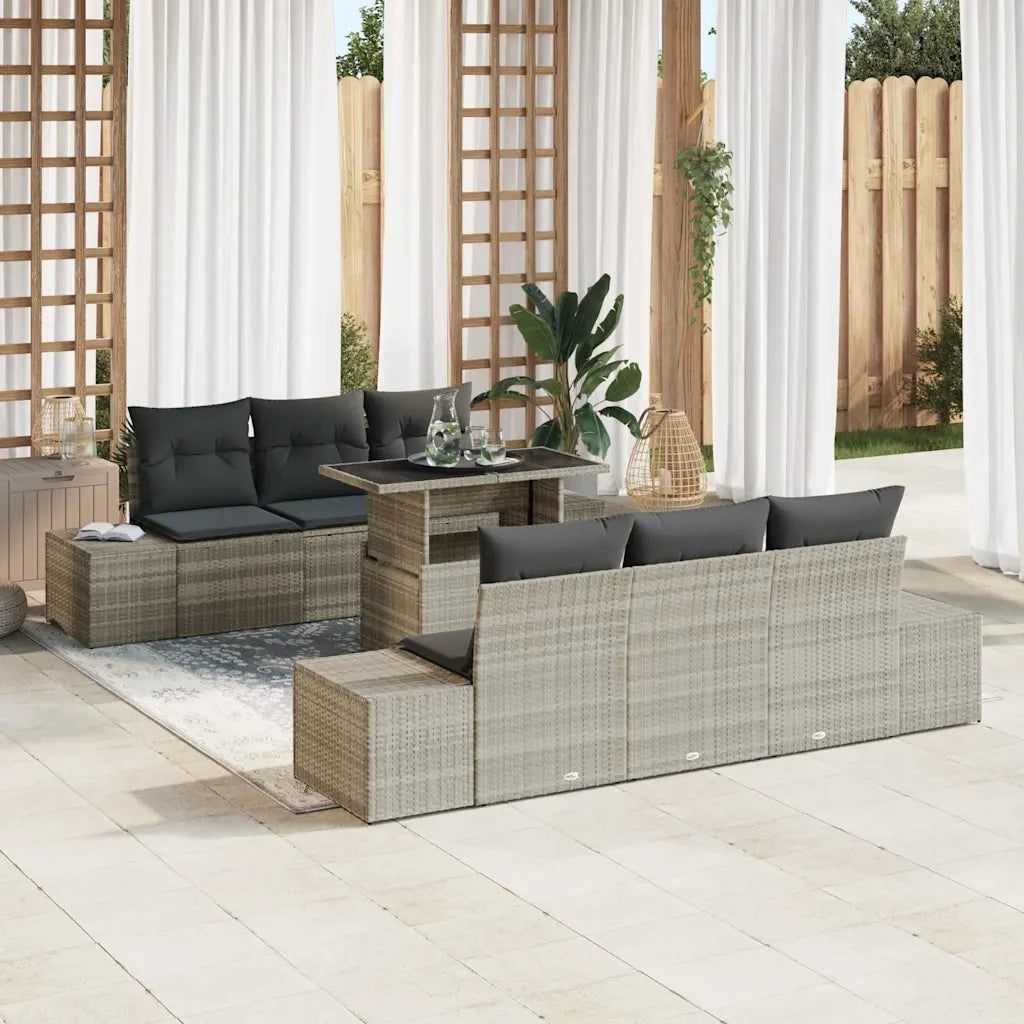Set Divano da Giardino 7 pcs Grigio chiaro e grigio scuro