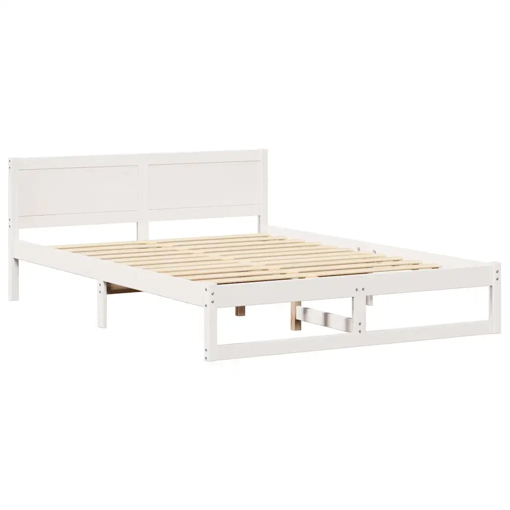 Struttura del letto Bianco 150 x 200 cm Pino massello 873269