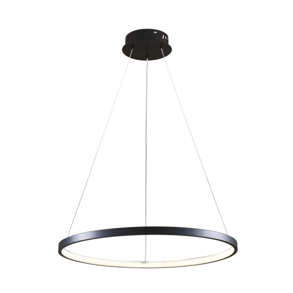 Lampada a sospensione moderna nera anello LED 20W 4000K Polux LEA