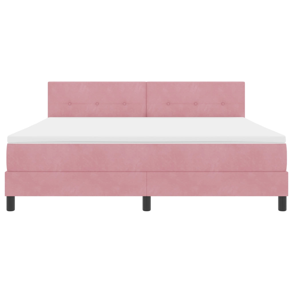 letto a molla vitaXL con materasso rosa super king in velluto