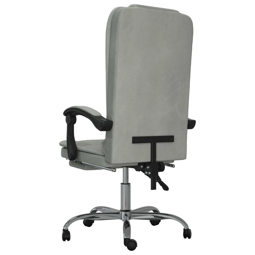 Poltrona massaggiante reclinabile per ufficio sala computer studio velluto grigio chiaro 02_0025387