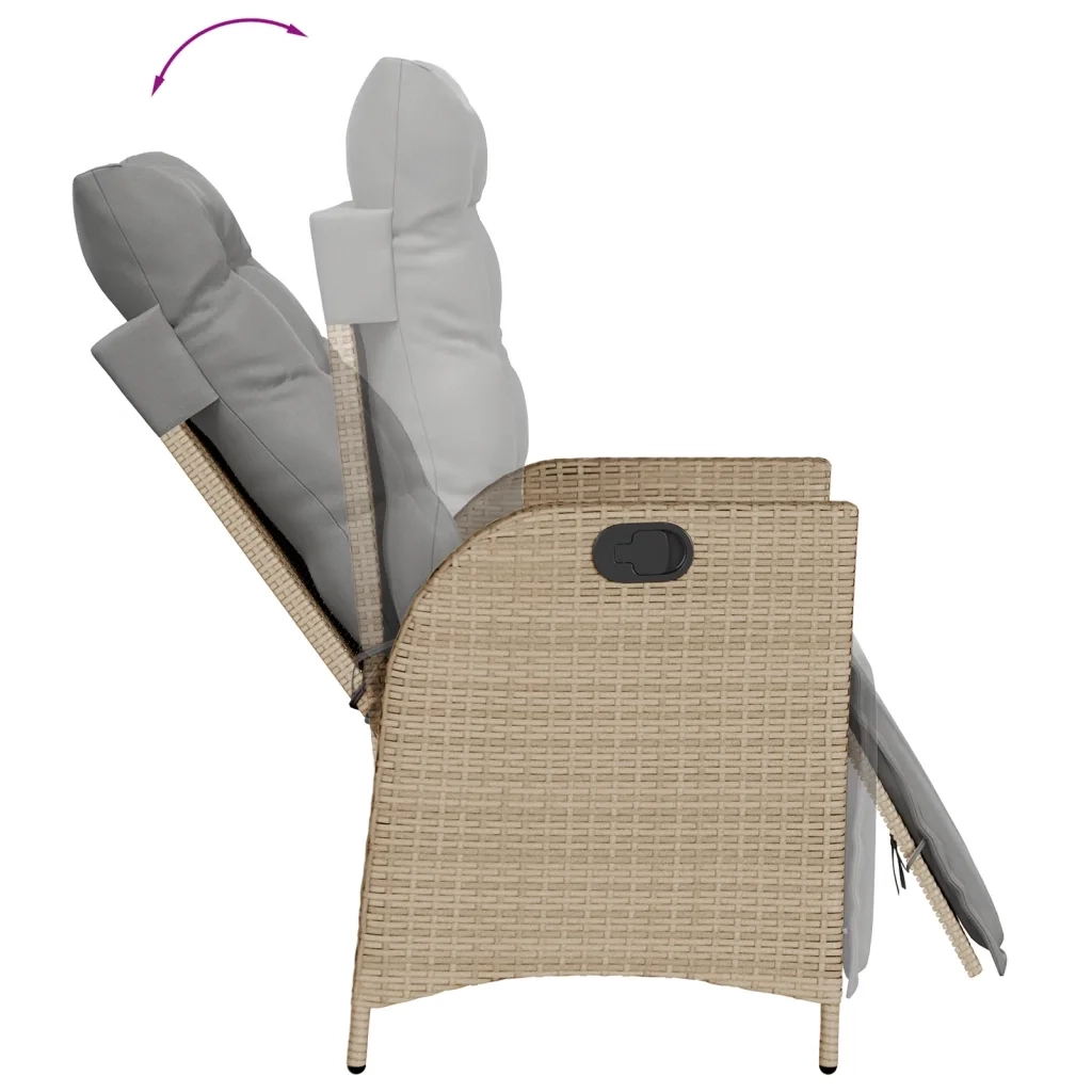 Set da Pranzo da Giardino 7 pz con Cuscini Beige in Polyrattan