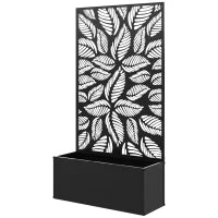 Fioriera Rialzata con Traliccio Decorativo per Rampicanti, da Terra e Parete, 61x23x113 cm, Nero