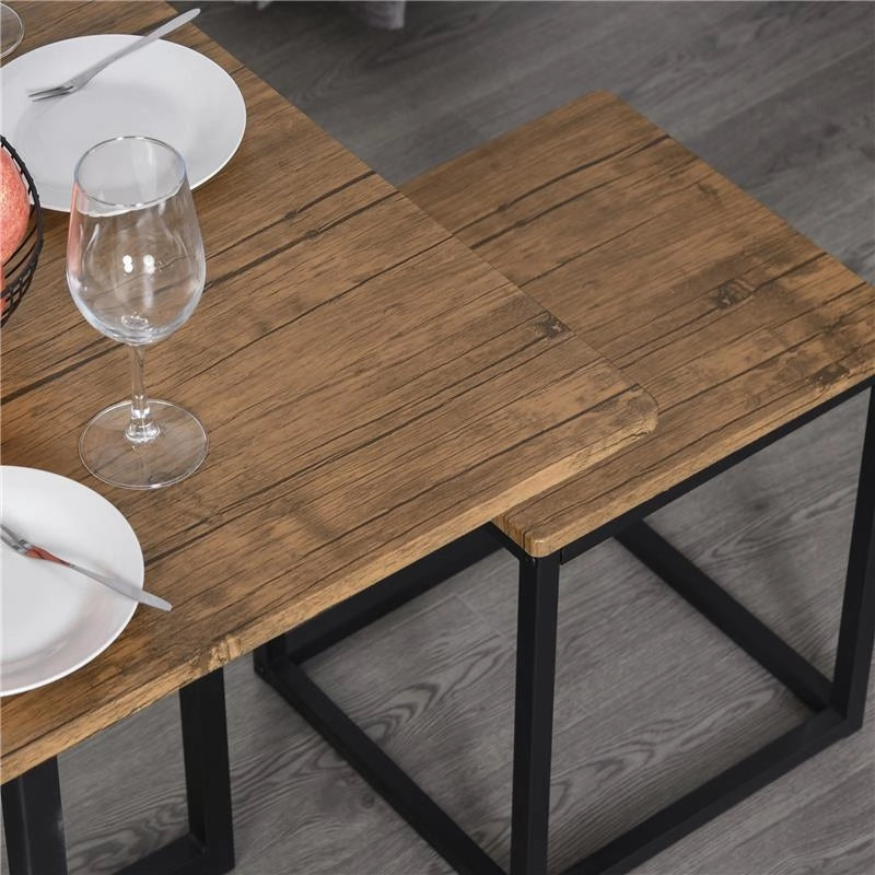 SET 5 PEZZI TAVOLO BAR CON SGABELLI IN STILE INDUSTRIALE PER CUCINA, CASA O RISTORANTE, NERO E COLOR LEGNO