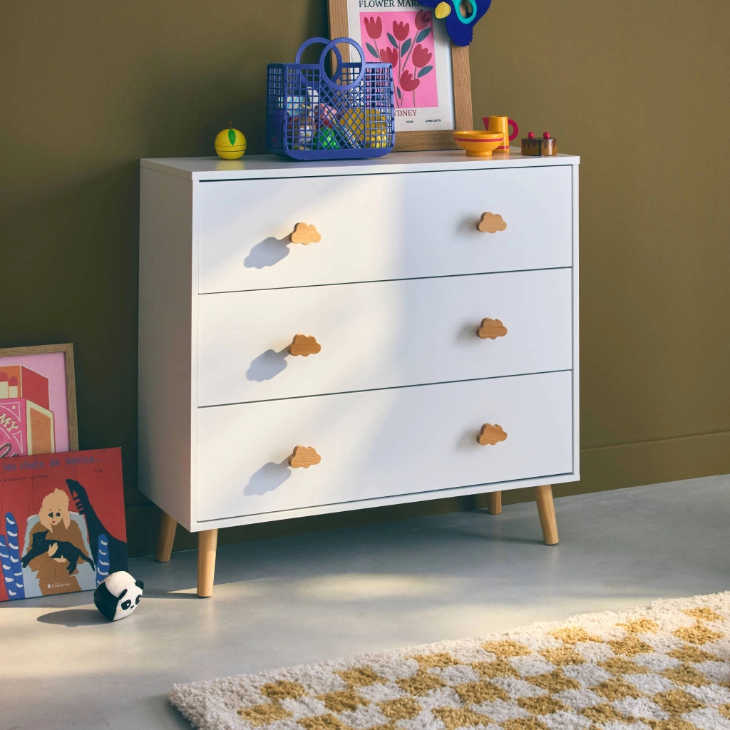 Cassettone per bambini, 3 cassetti, bianco