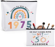 Regali completi per il 50° compleanno di una donna, 2 set di borse da toeletta, borsa cosmetica impermeabile per donna per il 50° compleanno, set di borse da make-up per donna per il 50° compleanno