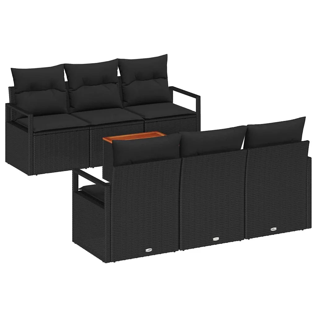 Set Divano da Giardino con archiviazione 7 pcs Nero polyrattan 3356322