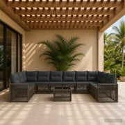Set Divano da Giardino 11 pcs Grigio e Grigio Scuro polyrattan 3435236
