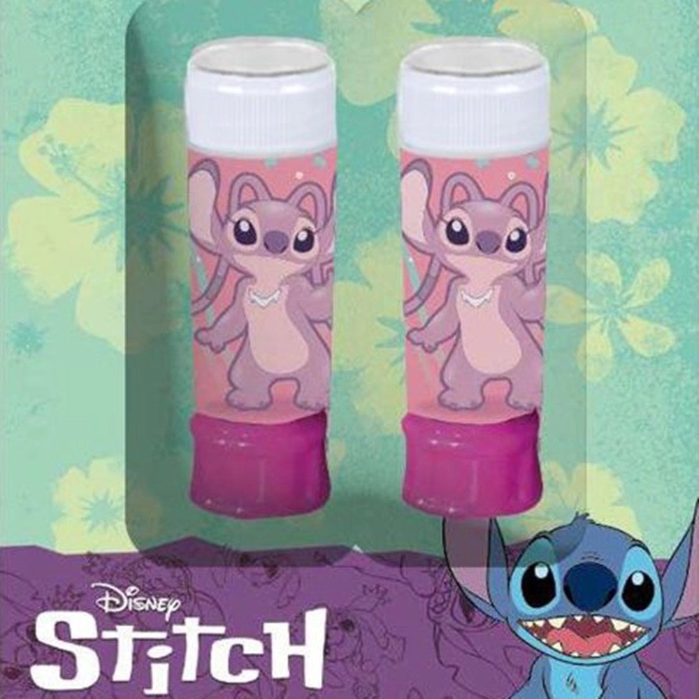 Trade Shop - Set Da 2pz Flacone Bolle Di Sapone Stitch Girl 60ml Blister Per Gioco Bambini 209838 -