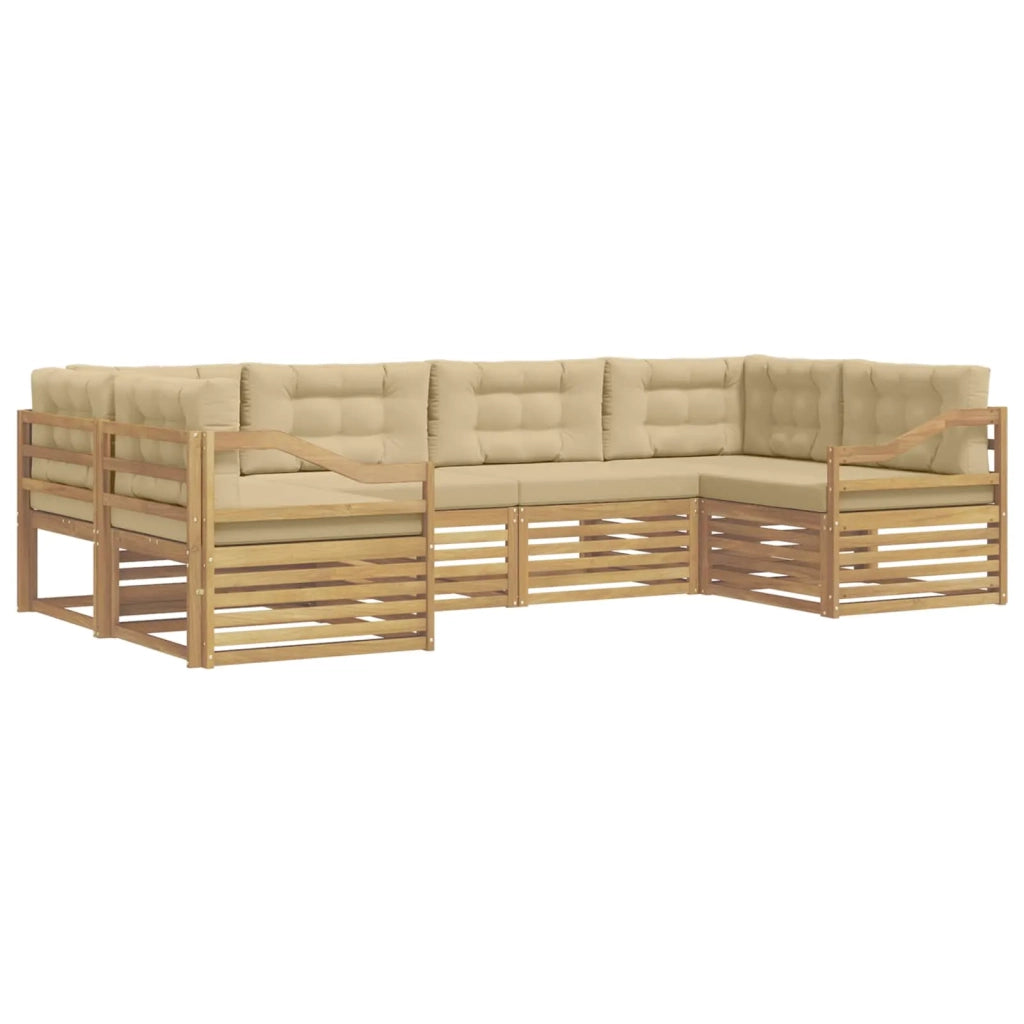Set di divani da esterno 6 pcs Bianco e Beige Poliestere 3391063