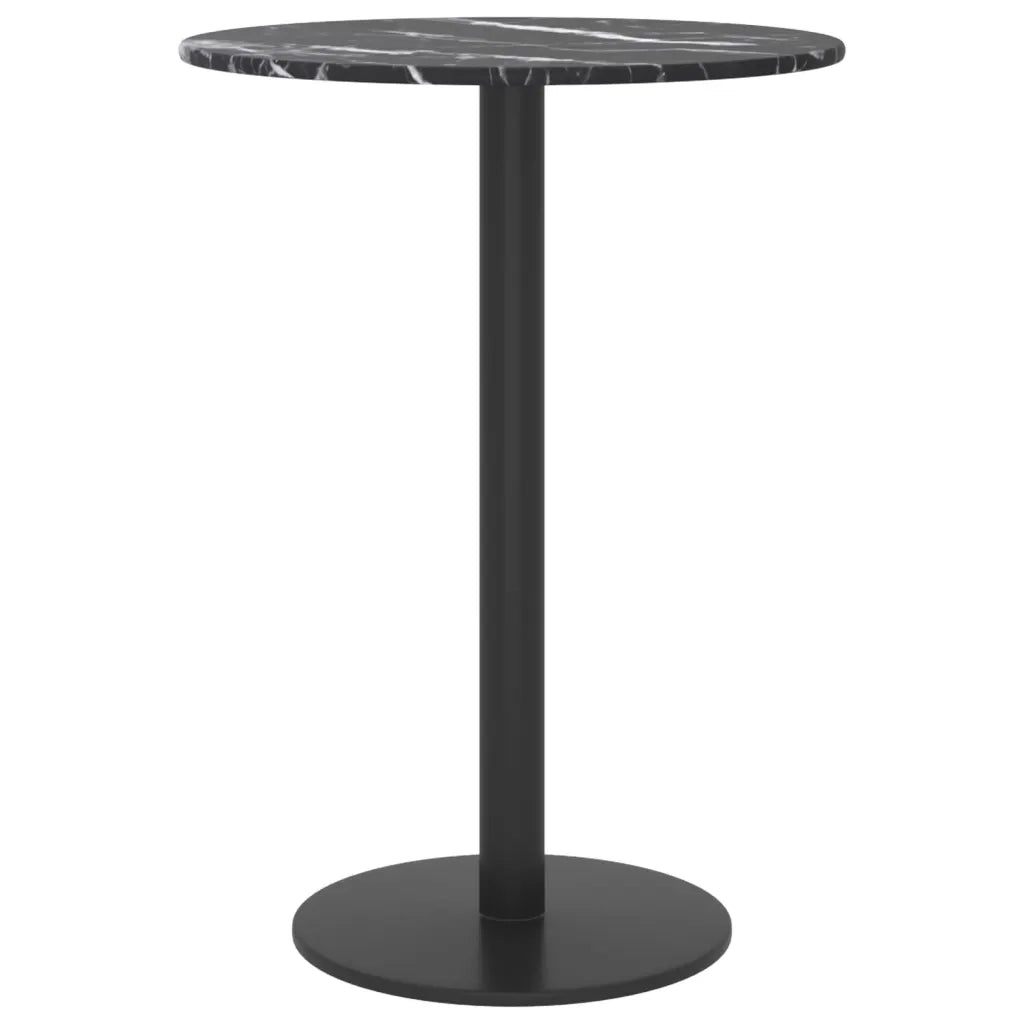 Piano per Tavolo Nero Ã˜30x0,8 cm Vetro Temperato Design Marmo