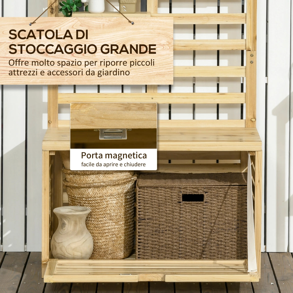 Cassapanca da Giardino con Ripiani ¨C Zephmum ¨C Legno 80x45x160 cm