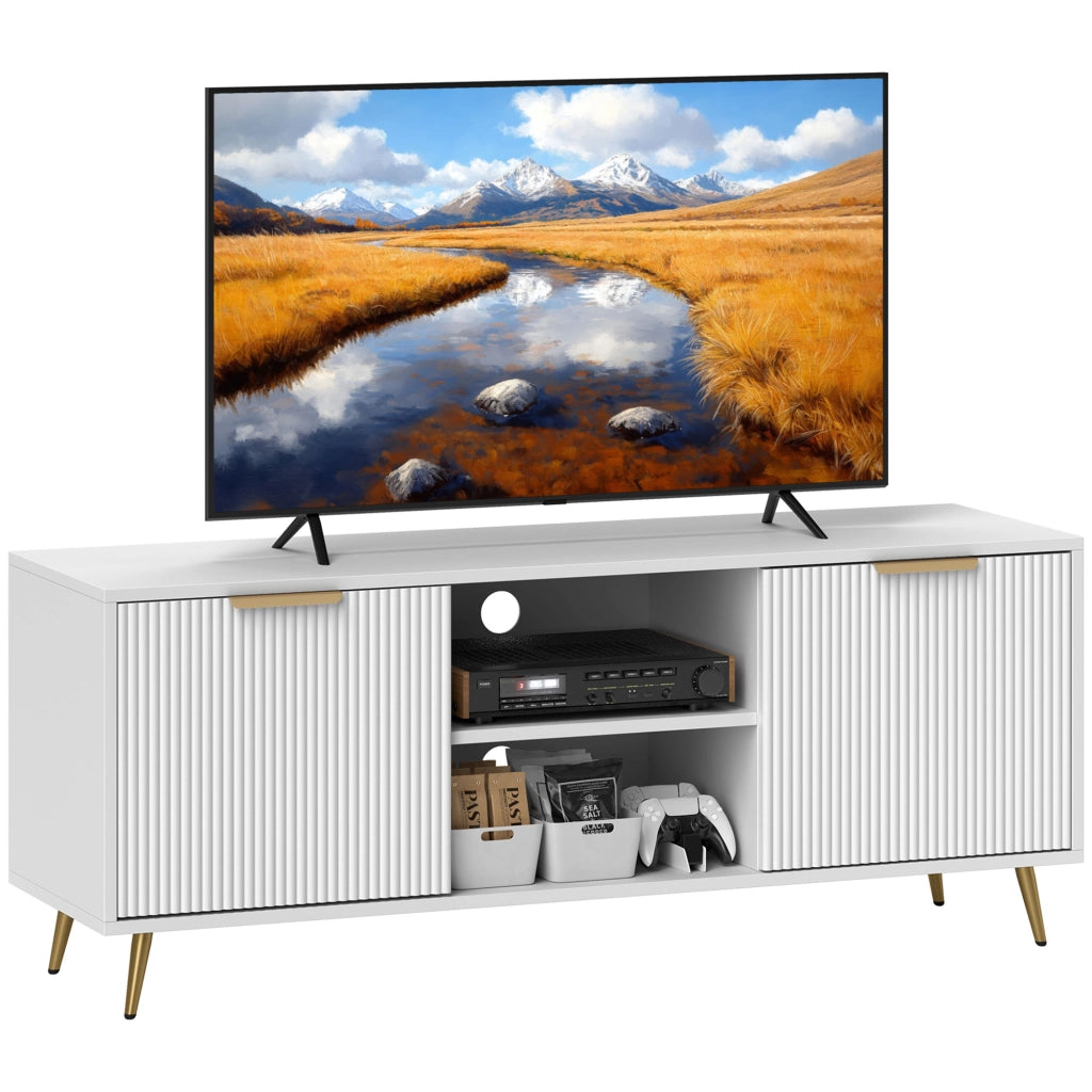 Mobile TV con 2 ripiani aperti e 2 ante ¨C Zephmum ¨C Bianco 120x35x48 cm