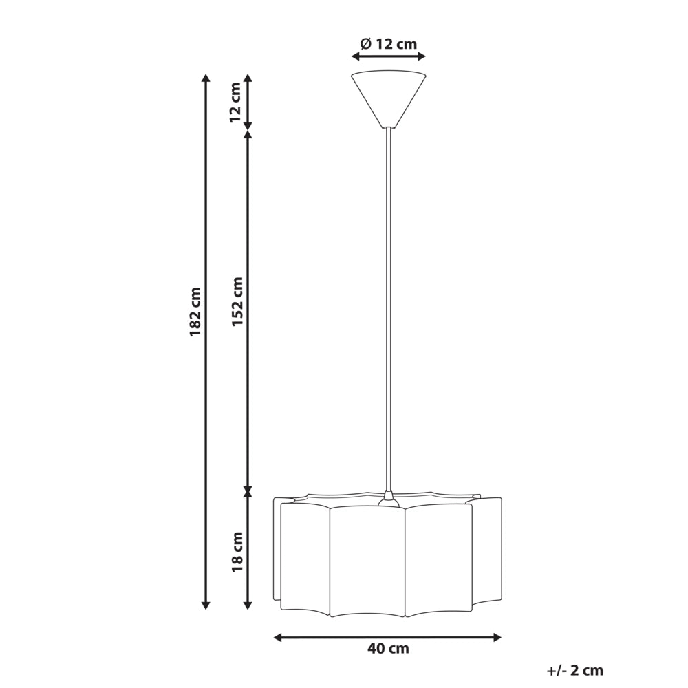 Lampada a sospensione con base in ferro bianco e beige chiaro e paralume in tessuto, stile moderno