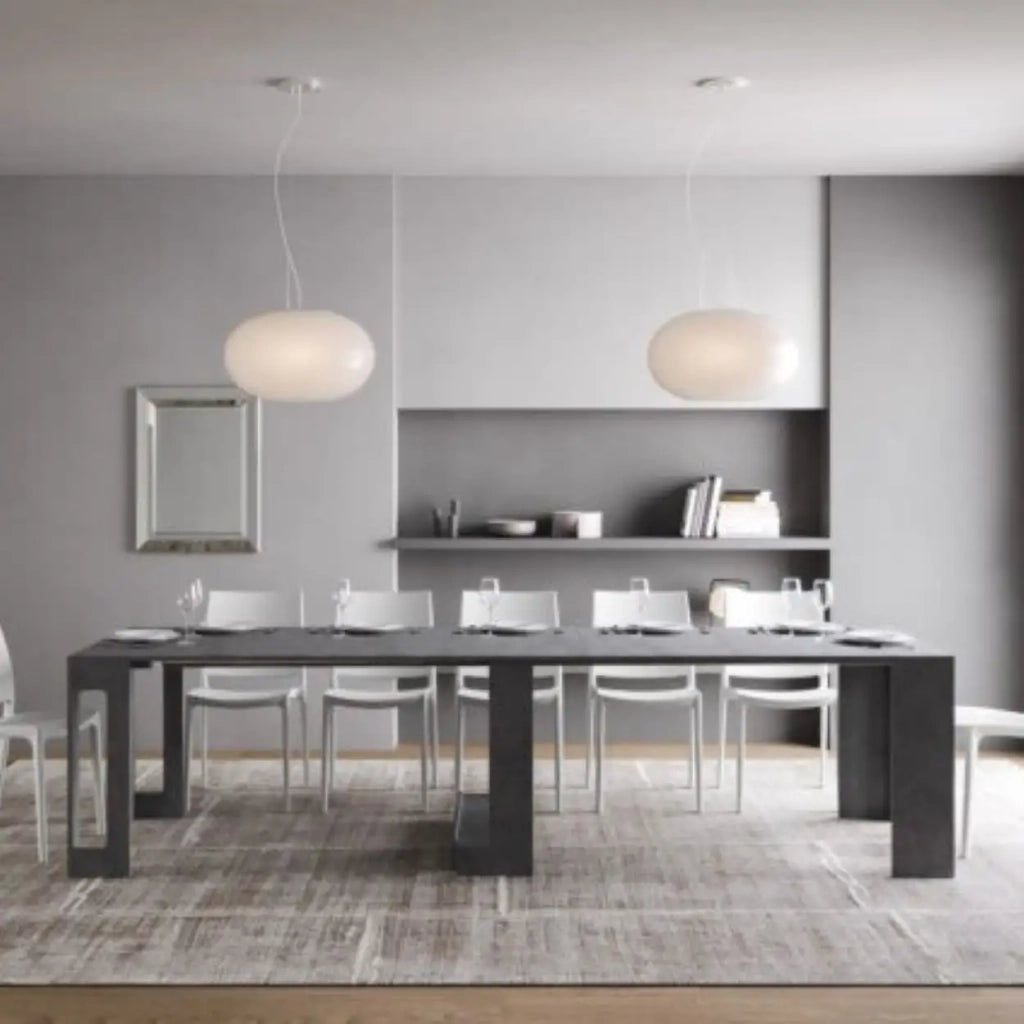 Consolle allungabile 90x42/302 cm Evolve antracite spatolato allunghe interne