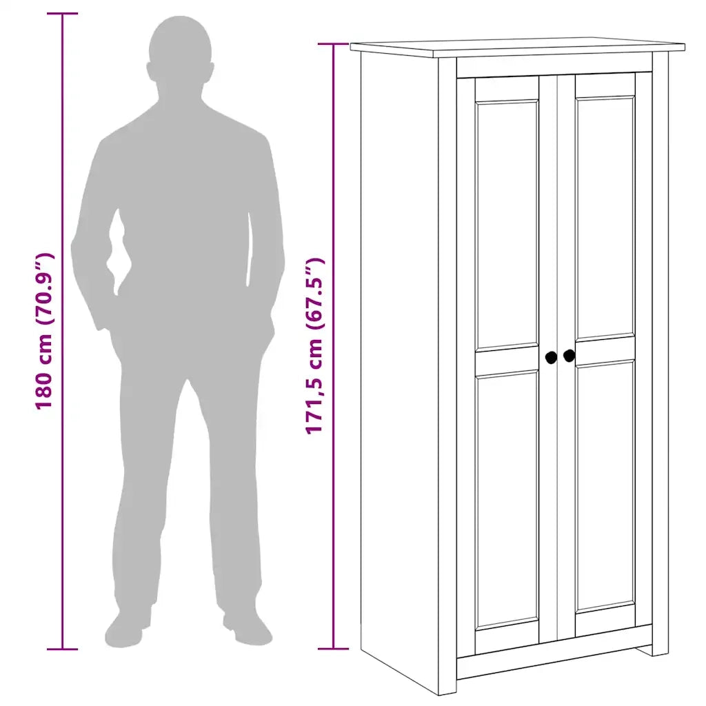 Armadio Bianco 80x50x171,5 cm Legno Massello Pino Panama Range 282666