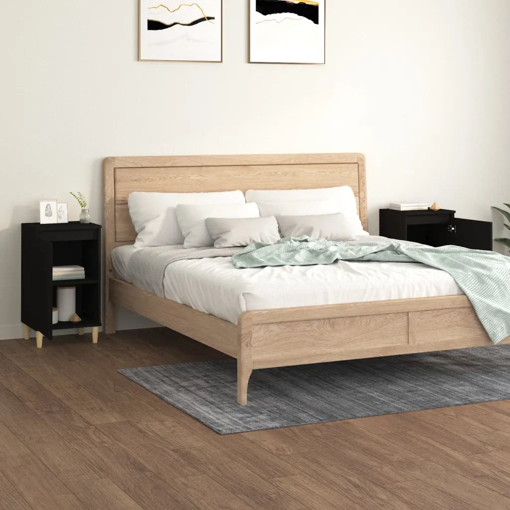 Comodini 2 pz-Set di 2 Tavolino da notte Neri 40x35x70 cm in Legno Multistrato