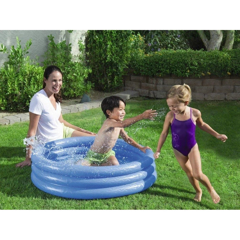 Trade Shop - Piscina Gonfiabile Tinta Unita Effetto Ghiaccio 3 Anelli Giardino 102x25cm 51024 -