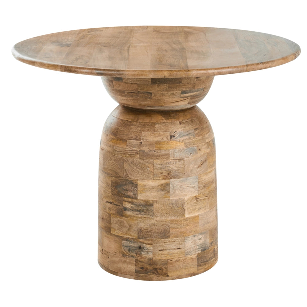 Tavolo da pranzo in legno di mango marrone chiaro ø 110 cm Struttura e base in legno massello Design moderno rotondo