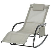 Poltrona a dondolo in metallo con rete ¨C Zephmum ¨C Nero+Grigio chiaro 150x62x88 cm