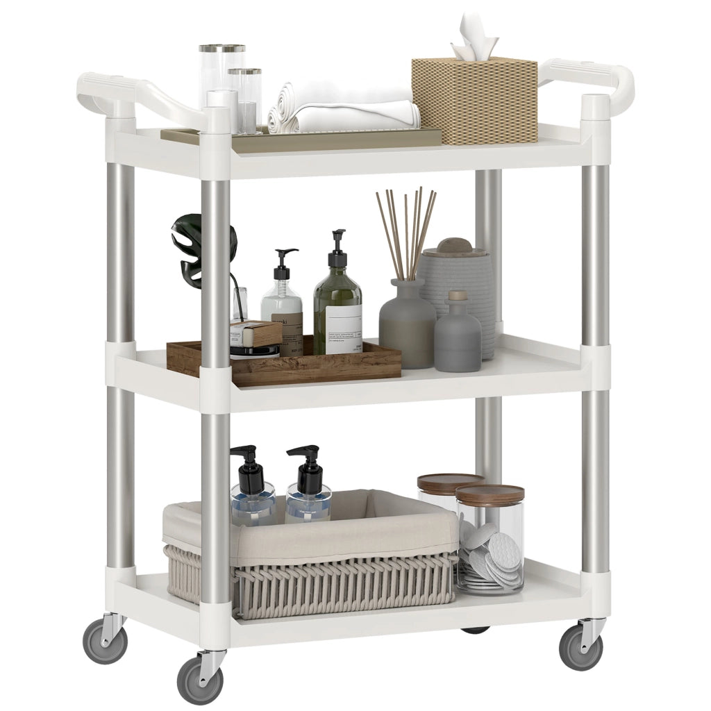Carrello da cucina 3 livelli ¨C zephmum ¨C 88x44x93 cm bianco