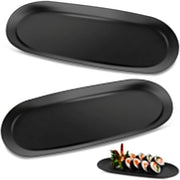 Due piatti di servizio, neri, piatto di servizio decorativo in acciaio inossidabile, piatto di servizio decorativo, grande extra, 30 x 12 cm, piatto decorativo per dessert, cosmetici, gioielli, candele, piatto per candele