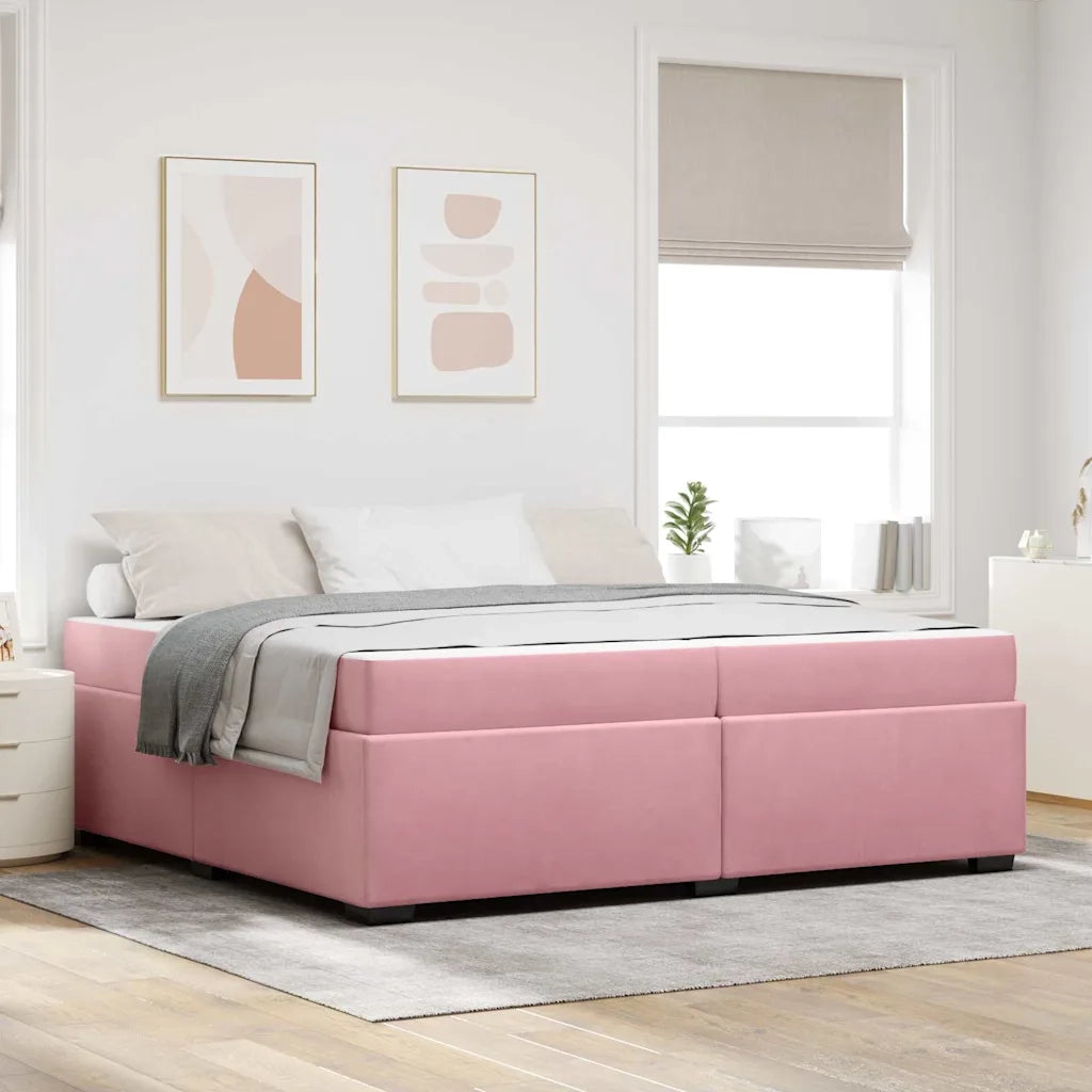 Struttura del letto con materasso Rosa 200 x 200 cm Tessuto 3399313