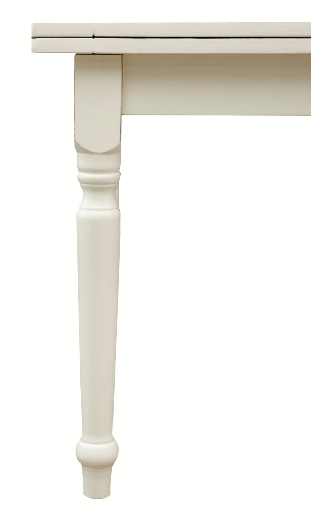 Biscottini Tavolo allungabile Country in legno massello di tiglio finitura bianca anticata L180xPR90xH80 cm. Made in Italy