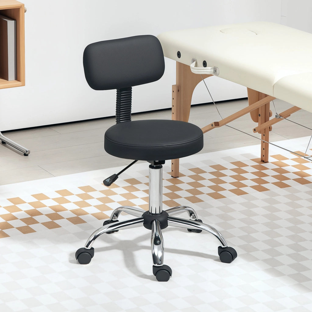 Sgabello Girevole con Schienale e Ruote ¨C zephmum ¨C Grigio 46x51x78-93 cm