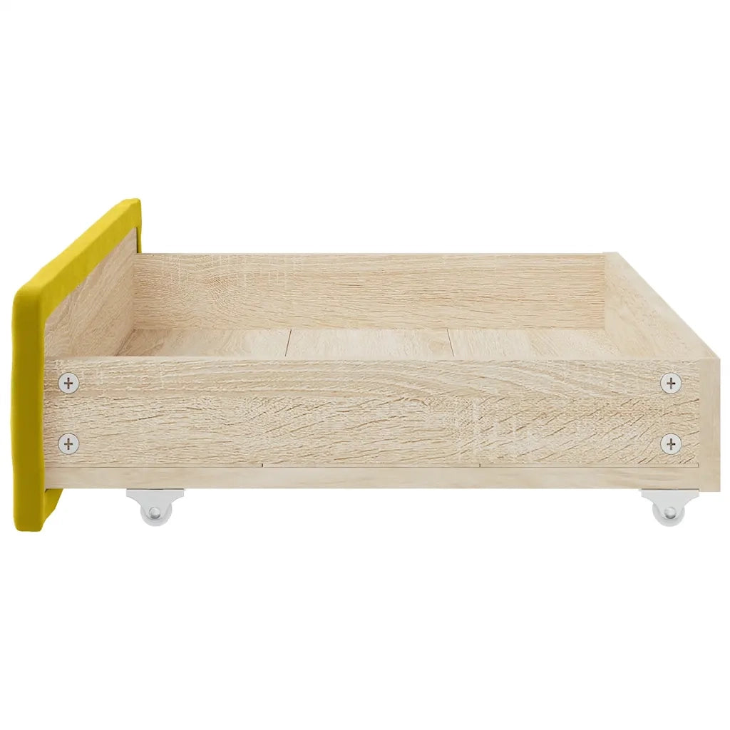 Cassetti da Letto 2 pz Gialli in Legno Multistrato e Velluto CFW3754203