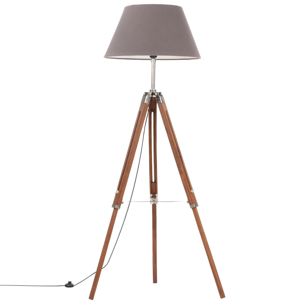Lampada a Treppiede Marrone e Grigio in Legno di Teak 141 cm CFW3381681