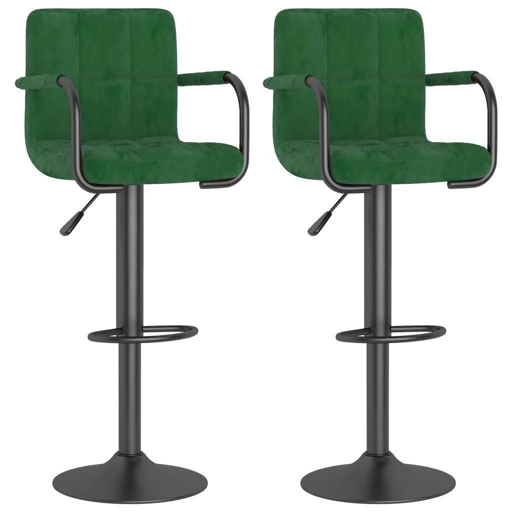 Sgabelli da Bar 2 pz Verde Scuro in Velluto