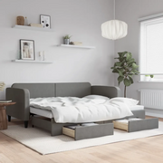 Divano Letto Estraibile Cassetti-Sofa Letto-Daybed Grigio Scuro 90x190cm Tessuto 835010
