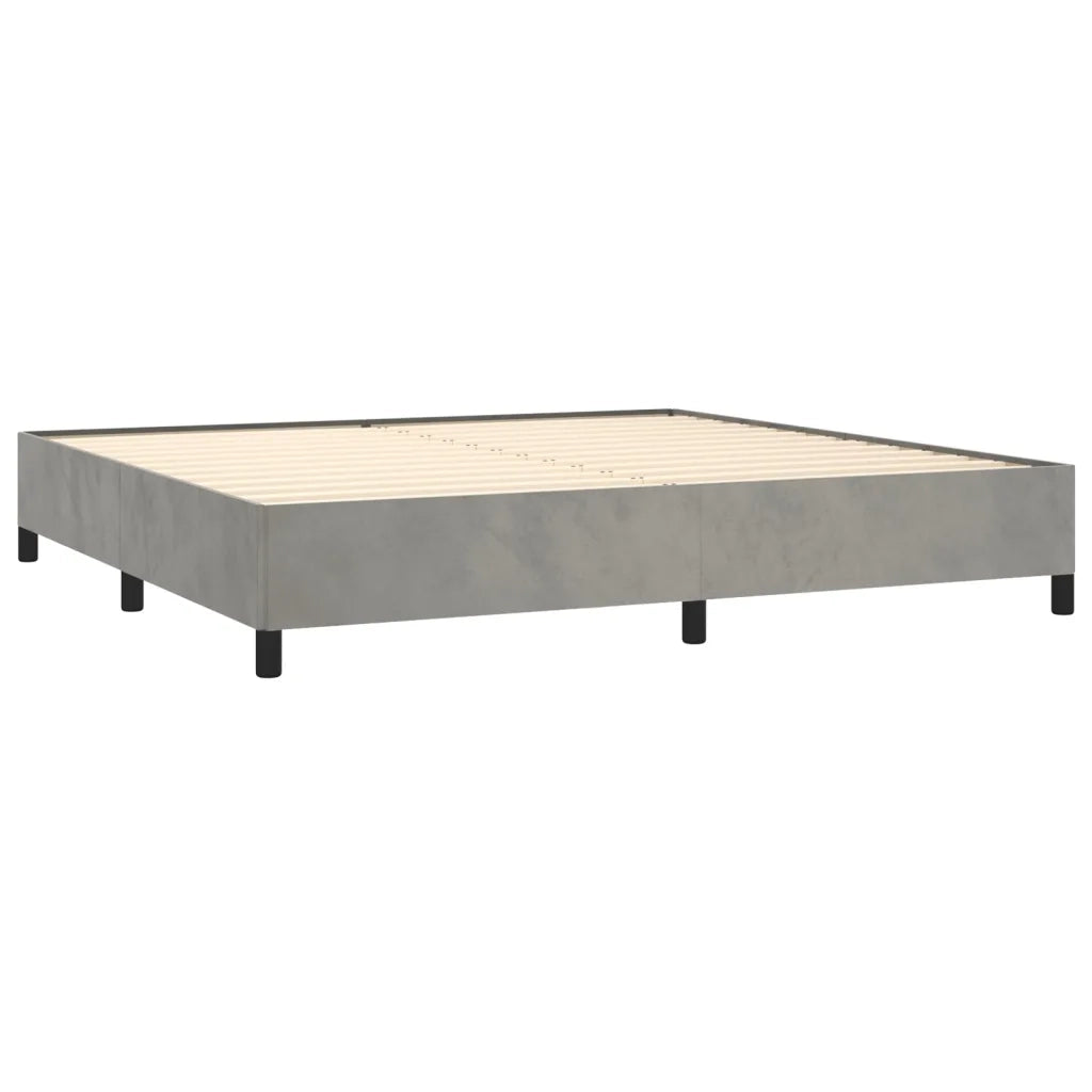 Giroletto a Molle con Materasso Grigio Chiaro 200x200cm Velluto cod mxl 61649
