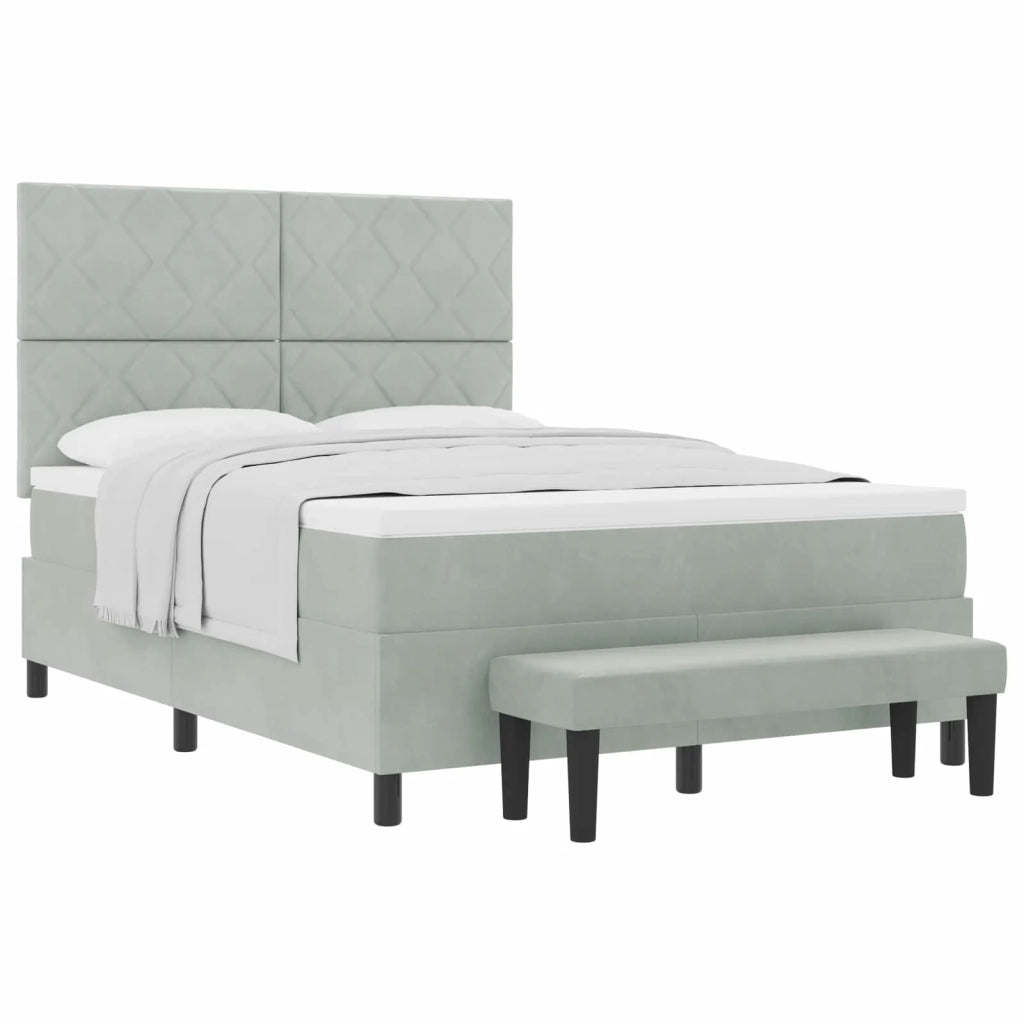 Letto a molle con materasso Grigio chiaro 160 x 200 cm Velluto 3344588