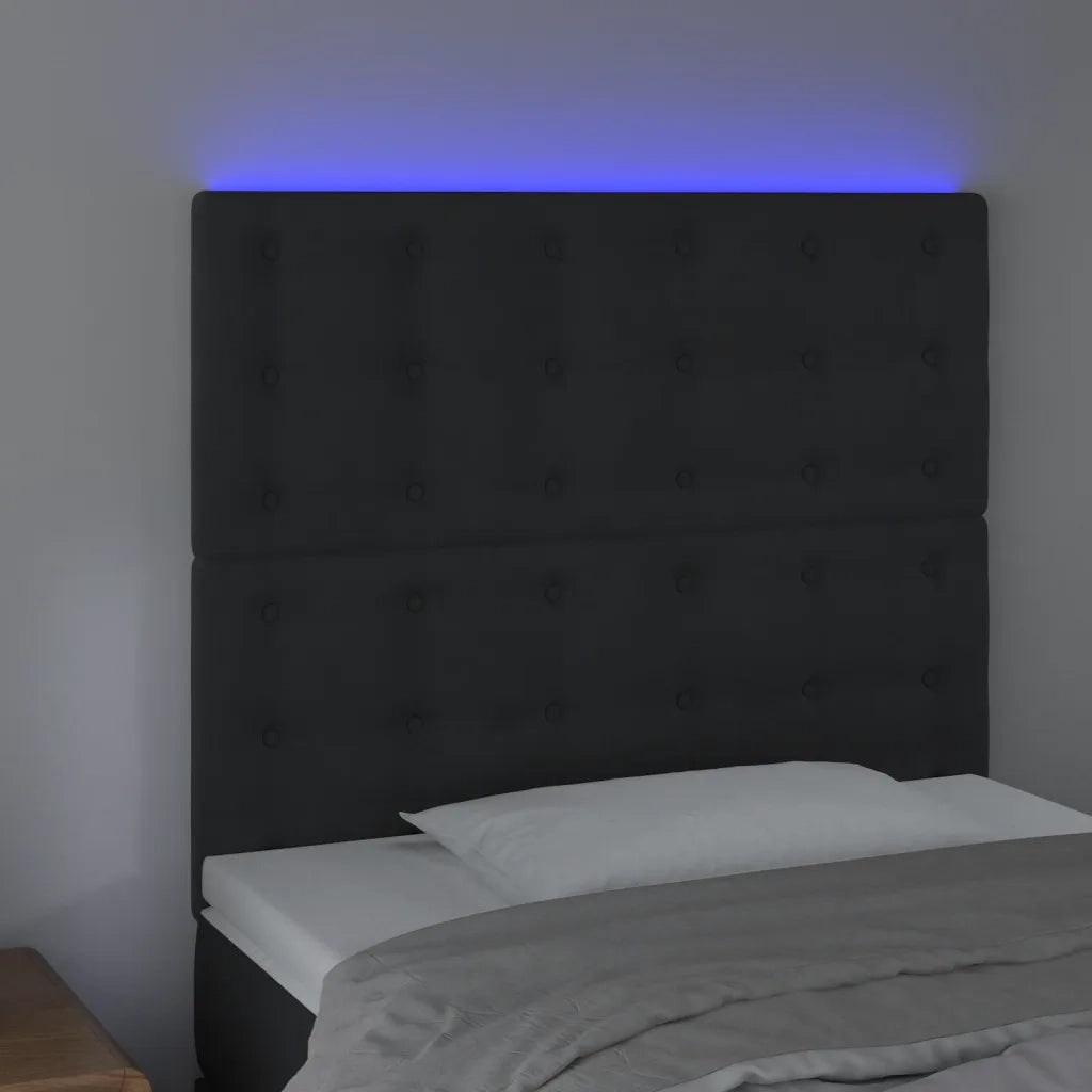 Testiera a LED-Testata con LED Nera 100x5x118/128 cm in Velluto 382707