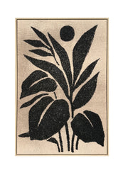 Tela incorniciata 3D Hispanohogar stampa e pittura nero e beige 90x60