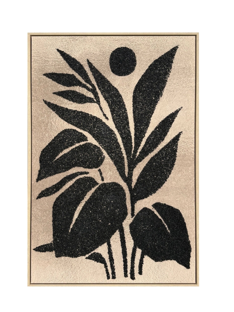 Tela incorniciata 3D Hispanohogar stampa e pittura nero e beige 90x60