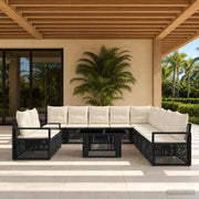 Set Divano da Giardino 12 pz Nero e Bianco Crema polyrattan 3437122